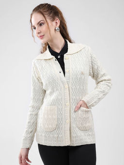 Monte Carlo - Women White Textured Cardigan
