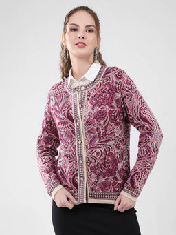 Monte Carlo - Women Pink Self Design Cardigan