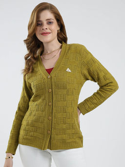 Monte Carlo - Women Green Self Design Cardigan