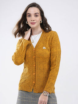 Monte Carlo - Women Mustard Textured Cardigan