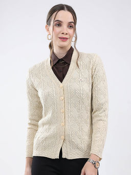 Monte Carlo - Women Beige Textured Cardigan