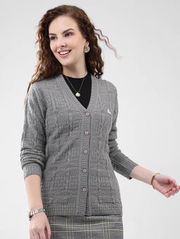 Monte Carlo - Women Grey Self Design Cardigan