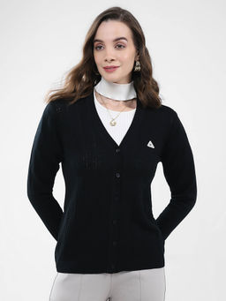 Monte Carlo - Women Black Self Design Cardigan