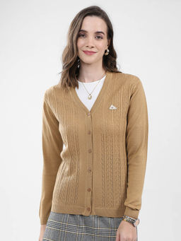 Monte Carlo - Women Beige Self Design Cardigan