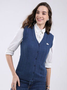 Monte Carlo - Women Blue Textured Cardigan