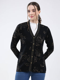 Monte Carlo - Women Black Floral Cardigan