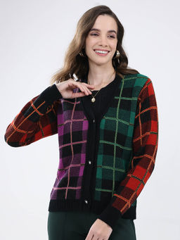 Monte Carlo - Women Multi-Color Checks Cardigan