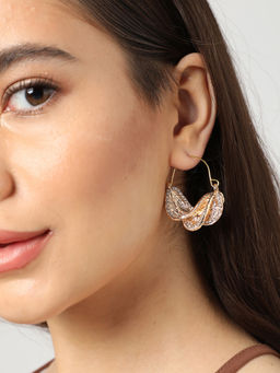 Sohi - White Contemporary Hoops Earrings