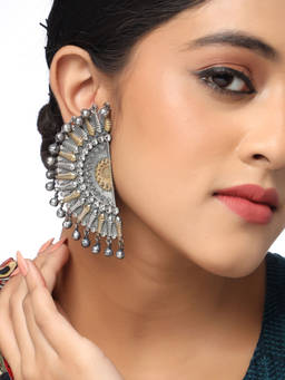 VIRAASI - Dual Tone Semi Circle Dangler Earrings