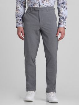 Jack & Jones - Men Grey Solid Slim Fit Casual Trouser