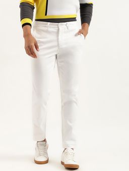 United Colors of Benetton - Men White Solid Slim Fit Casual Trouser