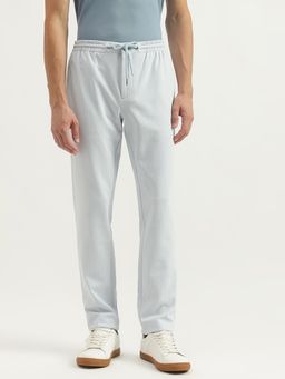 United Colors of Benetton - Men Blue Textured Relaxed Fit Casual Trouser