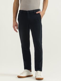 United Colors of Benetton - Men Navy Blue Solid Slim Fit Casual Trouser