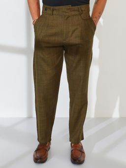 Campus Sutra - Men Green Solid Regular Fit Casual Trouser