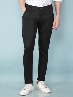 CRIMSOUNE CLUB - Men Black Checks Slim Fit Casual Trouser