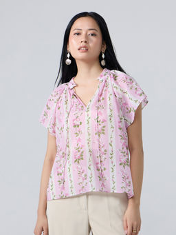 Twenty Dresses by Nykaa Fashion - Multicolor Floral Flowy Half Sleeves Top