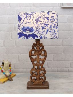 Homesake - Antique Sculptural Wood Table Lamp Blue Birds