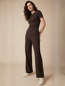 Outzidr - Brown Short Sleeve Fitted Co-Ord Set