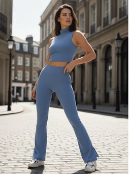Outzidr - Blue Sleeveless Fitted Co-Ord Set