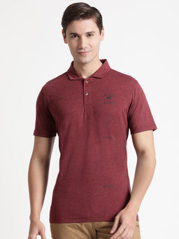 WILDCRAFT - Stripe Jacquard Polo -wine