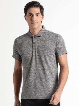 WILDCRAFT - Stripe Jacquard Polo -grey