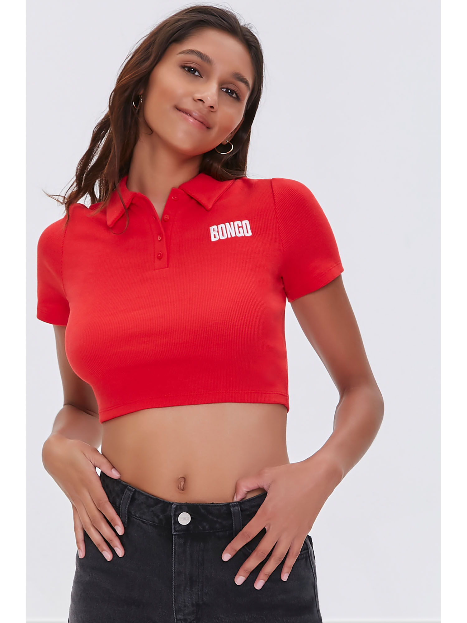 Buy Forever 21 Red Solid Bongo Collared 