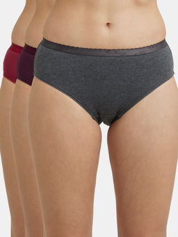 Jockey - 1523 Women High Coverage Super Combed Cotton Hipster-Dark Assorted (Pack of 3)