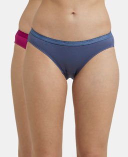 Jockey - 1525 Women Medium Coverage Super Combed Cotton Bikini-Dark Assorted (Pack of 2)