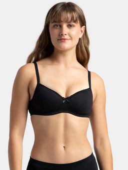 Jockey - 1723 Wirefree Padded Cotton Elastane Medium Coverage T-shirt Bra - Black