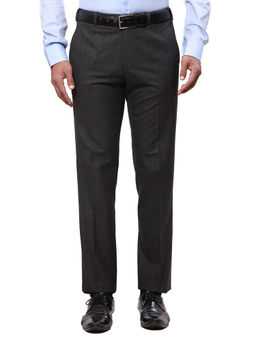 Park Avenue - Regular Fit Checkered Medium Grey Formal Trouser