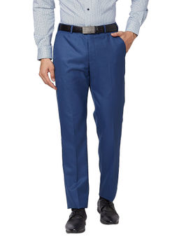 Park Avenue - Regular Fit Solid Medium Blue Formal Trouser