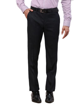 Park Avenue - Regular Fit Checkered Dark Blue Formal Trouser