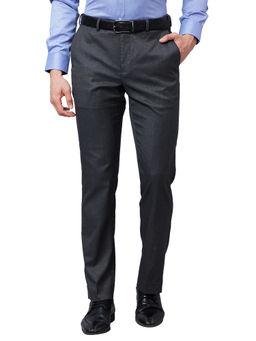 Park Avenue - Regular Fit Checkered Dark Grey Formal Trouser