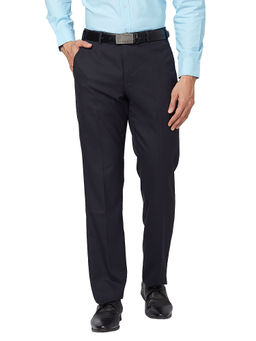 Park Avenue - Regular Fit Solid Dark Blue Formal Trouser