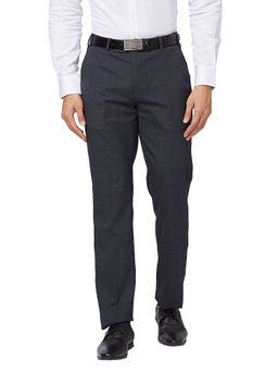 Park Avenue - Regular Fit Checkered Dark Blue Formal Trouser