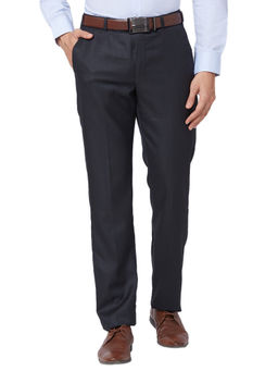 Park Avenue - Regular Fit Solid Dark Grey Formal Trouser