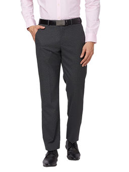Park Avenue - Regular Fit Checkered Medium Grey Formal Trouser