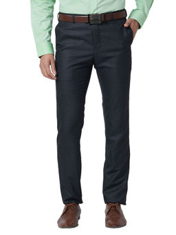 Raymond - Slim Fit Solid Dark Blue Formal Trouser