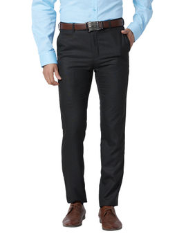 Raymond - Slim Fit Solid Dark Grey Formal Trouser