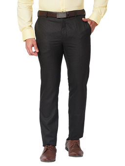 Raymond - Slim Fit Solid Dark Brown Formal Trouser