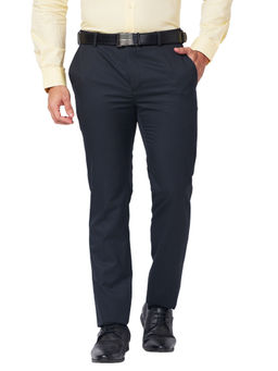 Raymond - Slim Fit Solid Dark Blue Formal Trouser