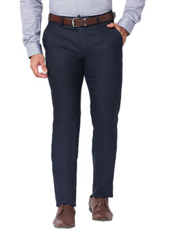 Raymond - Slim Fit Solid Dark Blue Formal Trouser