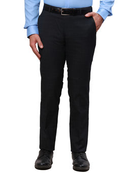 Raymond - Slim Fit Checkered Dark Blue Formal Trouser