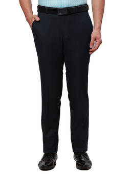 Raymond - Slim Fit Solid Dark Blue Formal Trouser