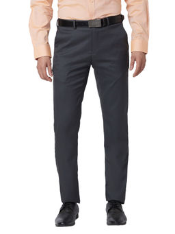 Raymond - Slim Fit Solid Dark Grey Formal Trouser