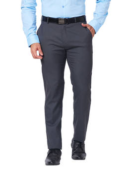 Raymond - Slim Fit Solid Dark Grey Formal Trouser