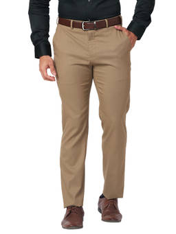 Raymond - Slim Fit Solid Brown Formal Trouser