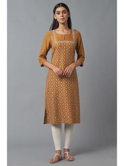 WISHFUL by W - Gold Floral Kurta