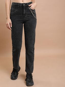 TOKYO TALKIES - Women Dark Grey Straight Fit Jeans