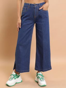 TOKYO TALKIES - Womens Wide Leg Blue Jeans